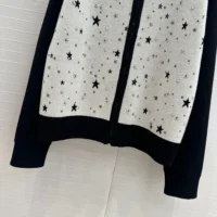 Dior Men Bomber Jacket Black and White Cashmere-Blend Knit with Multicolor Dior Astral Motif