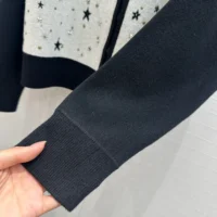 Dior Men Bomber Jacket Black and White Cashmere-Blend Knit with Multicolor Dior Astral Motif