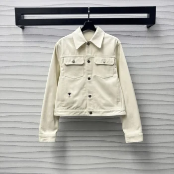 Dior Men Dioramour Jacket White Cotton Denim with Multicolor Cœur des Curiosités Motif