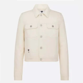 Dior Men Dioramour Jacket White Cotton Denim with Multicolor Cœur des Curiosités Motif