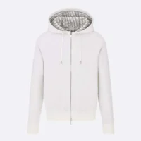 Dior Men Hooded Track Jacket White Cotton Knit and Cashmere
