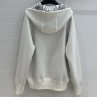 Dior Men Hooded Track Jacket White Cotton Knit and Cashmere