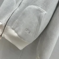 Dior Men Hooded Track Jacket White Cotton Knit and Cashmere