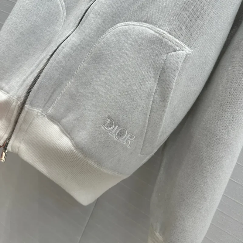 Dior Men Hooded Track Jacket White Cotton Knit and Cashmere