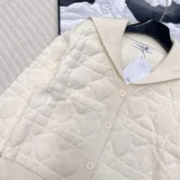 Dior Women Cannage Cardigan Ecru Blended Wool and Cashmere Textured Knit