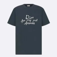 Dior Women DIOR AND HYLTON NEL T-Shirt Relaxed Fit Navy Blue Cotton Jersey