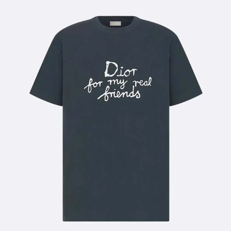 Dior Women DIOR AND HYLTON NEL T-Shirt Relaxed Fit Navy Blue Cotton Jersey