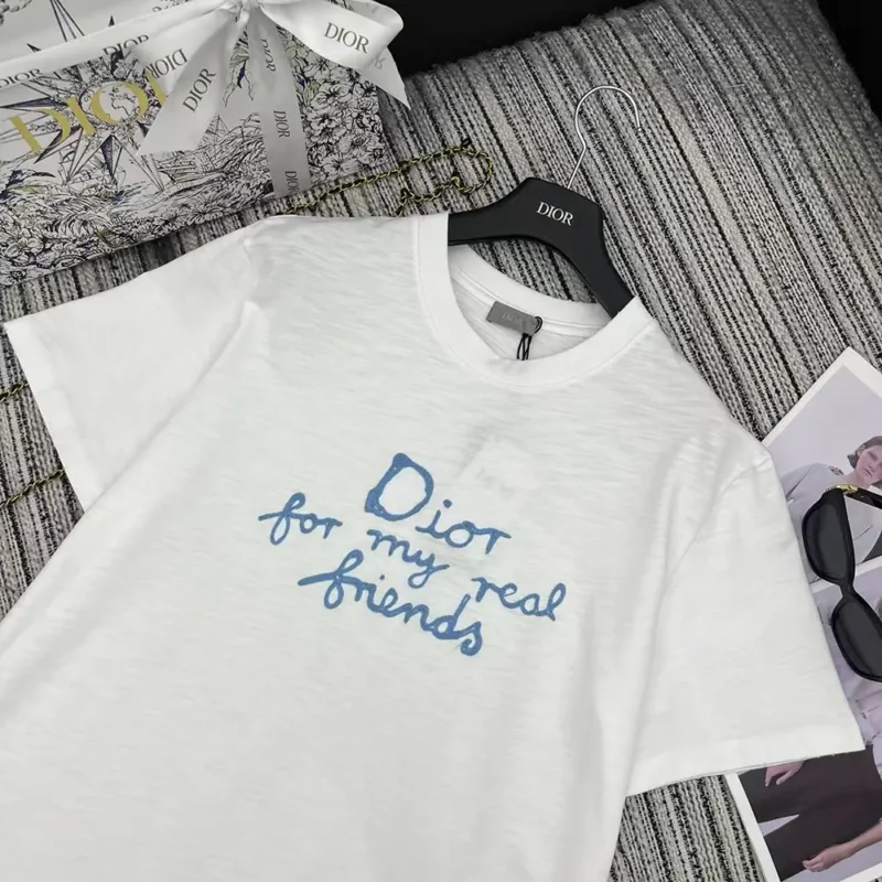Dior Women DIOR AND HYLTON NEL T-Shirt Relaxed Fit White Cotton Jersey
