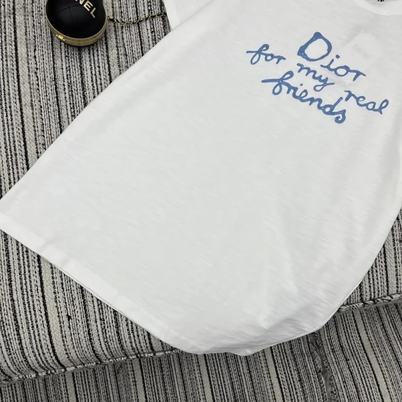 Dior Women DIOR AND HYLTON NEL T-Shirt Relaxed Fit White Cotton Jersey