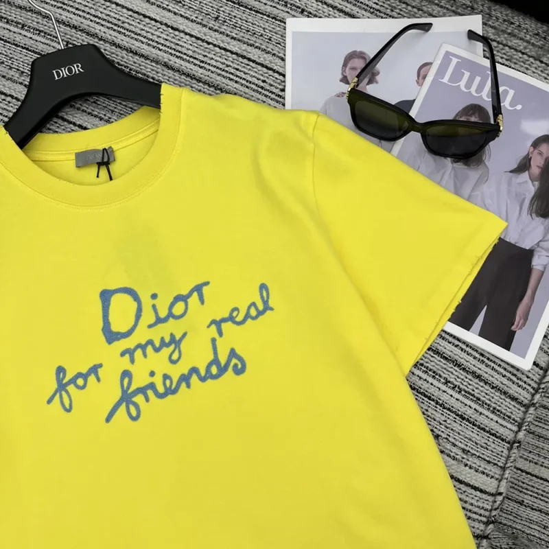 Dior Women DIOR AND HYLTON NEL T-Shirt Relaxed Fit Yellow Cotton Jersey