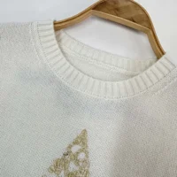 Dior Women Embroidered Sweater Ecru Cashmere Knit-514S57G0027