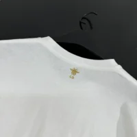 Dior Women Embroidered T-Shirt White Cotton Jersey with Gold-Tone Dior Astral Motif