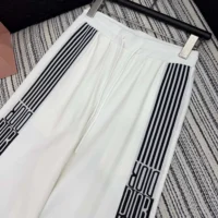 Dior Women Flared Pants Ecru Compact Technical Knit with Black Dior Graphique Motif