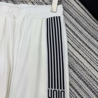 Dior Women Flared Pants Ecru Compact Technical Knit with Black Dior Graphique Motif