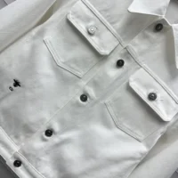 Dior Men Jacket Ecru Cotton Denim with Gold-Tone Dior Astral Motif