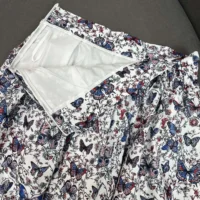 Dior Women Mid-Length Flared Skirt White Cotton Muslin with Multicolor Toile de Jouy Papillon Motif