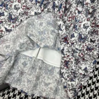 Dior Women Mid-Length Flared Skirt White Cotton Muslin with Multicolor Toile de Jouy Papillon Motif