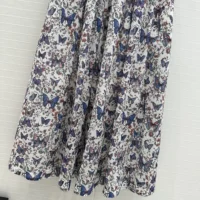 Dior Women Mid-Length Pleated Skirt White Lightweight Cotton Denim 522J04A3064