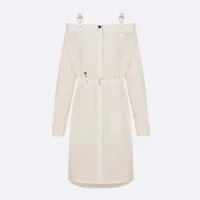 Dior Women Shirtdress White Lightweight Cotton and Silk Poplin