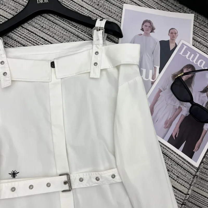 Dior Women Shirtdress White Lightweight Cotton and Silk Poplin