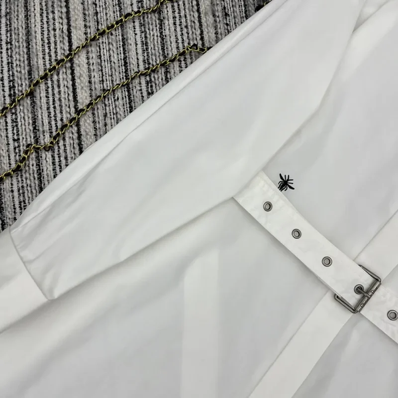 Dior Women Shirtdress White Lightweight Cotton and Silk Poplin
