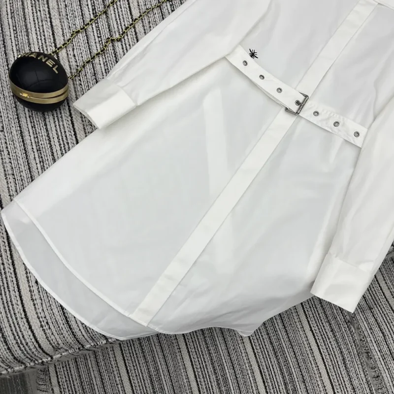 Dior Women Shirtdress White Lightweight Cotton and Silk Poplin