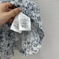 Dior Women Short Dress White Cotton Muslin with Blue Toile de Jouy Papillon Motif