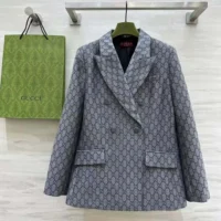 Gucci Men GG Wool Jacquard Jacket-Grey