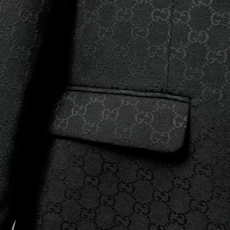 Gucci Men Gucci Checkered Oversized Blazer-Black