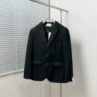 Gucci Men Gucci Checkered Oversized Blazer-Black