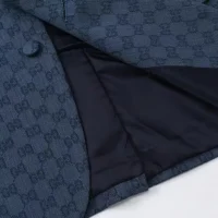 Gucci Men Gucci Checkered Oversized Blazer-Navy