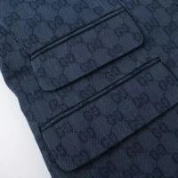 Gucci Men Gucci Checkered Oversized Blazer-Navy
