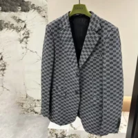 Gucci Men Gucci Classic Silver Wool Blazer