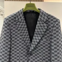 Gucci Men Gucci Classic Silver Wool Blazer