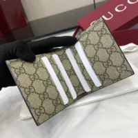 Gucci Unisex GG Emblem Bi Fold Embossed Wallet-Brown