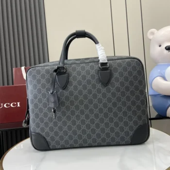 Gucci Unisex GG Emblem Medium Briefcase-Gray 821149FAED41000