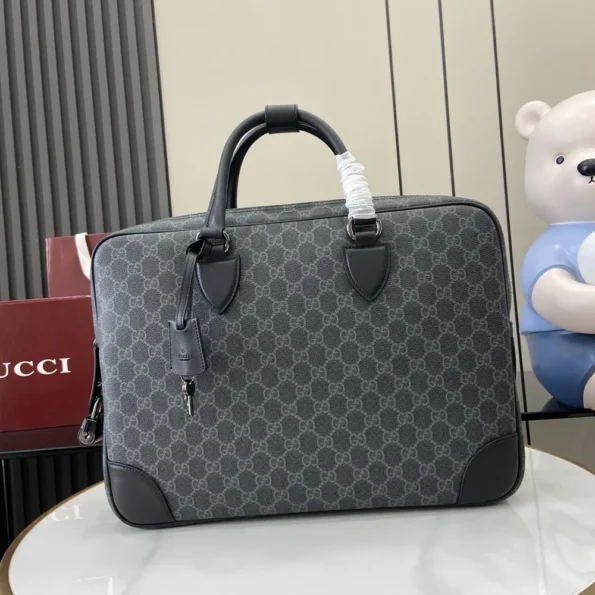 Gucci Unisex GG Emblem Medium Briefcase-Gray 821149FAED41000