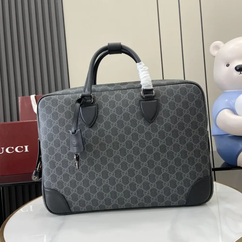 Gucci Unisex GG Emblem Medium Briefcase-Gray 821149FAED41000