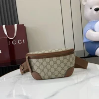 Gucci Unisex GG Emblem Small Belt Bag-Brown 821165FAEEC9786