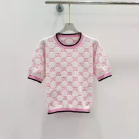 Gucci Women Cotton Crewneck Top with GG Intarsia 788766XKD1R9487