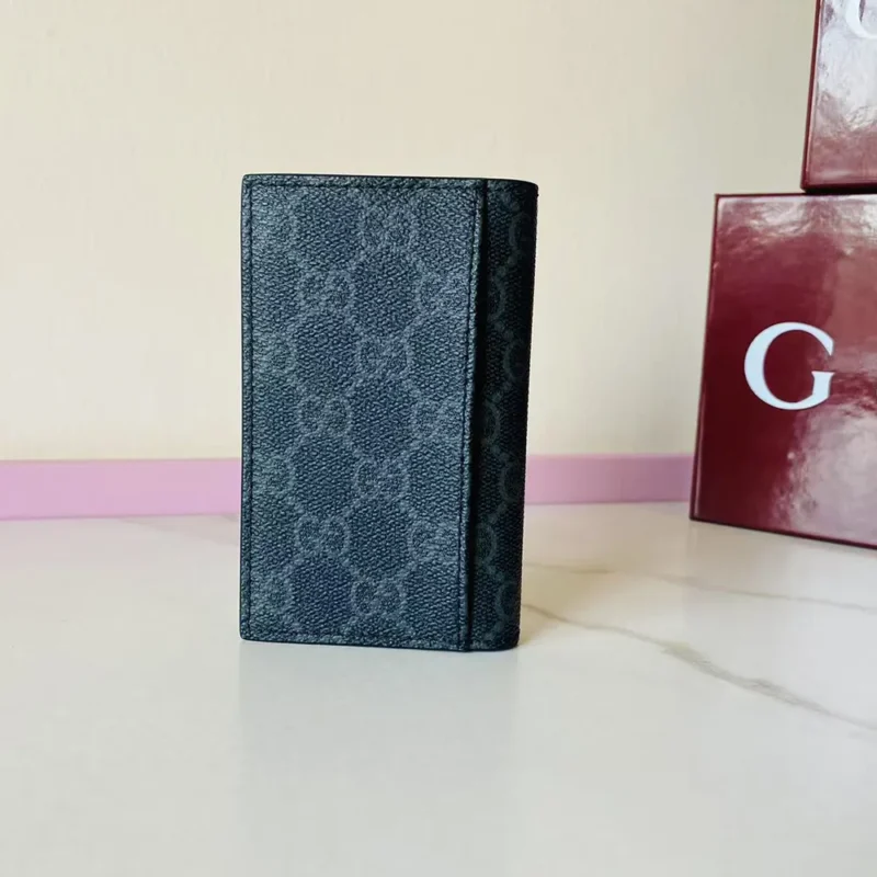 Gucci Women GG Emblem Bi Fold Card Case-Gray 821209FAD6M1000
