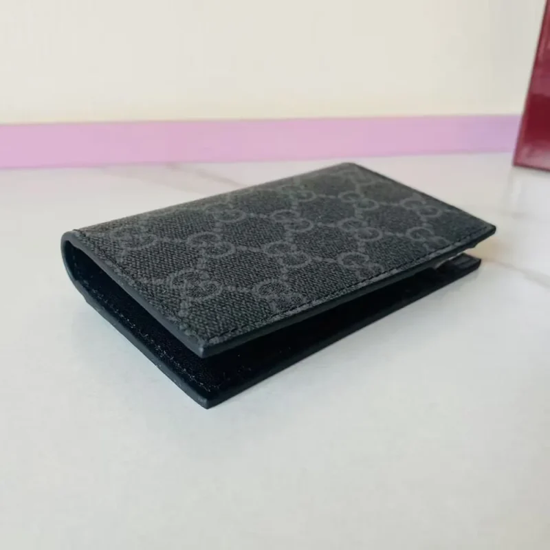 Gucci Women GG Emblem Bi Fold Card Case-Gray 821209FAD6M1000