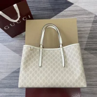 Gucci Women GG Emblem Medium Tote Bag-White 815213FAD6L9641