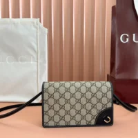Gucci Women GG Emblem Mini Shoulder Bag-Black 820688FAD6L9741