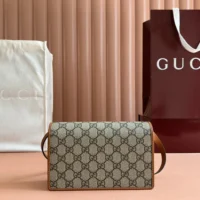 Gucci Women GG Emblem Mini Shoulder Bag-Brown 820688FAD6L9758