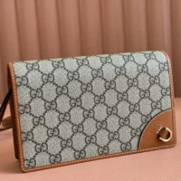 Gucci Women GG Emblem Mini Shoulder Bag-Brown 820688FAD6L9758