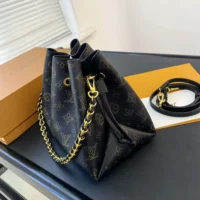 Louis Vuitton LV Women Bella Bucket Bag in Mahina Calfskin Leather-Black