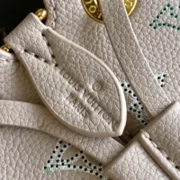 Louis Vuitton LV Women Bella Bucket Bag in Mahina Calfskin Leather-Brume Gray M12125