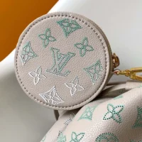 Louis Vuitton LV Women Bella Bucket Bag in Mahina Calfskin Leather-Brume Gray M12125