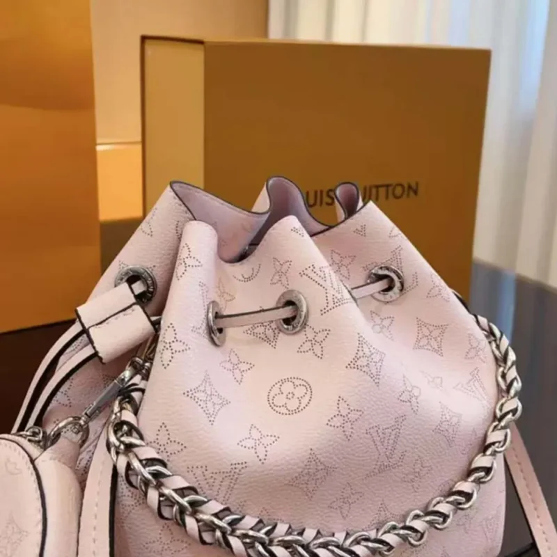Louis Vuitton LV Women Bella Bucket Bag in Mahina Calfskin Leather-Pink M23195